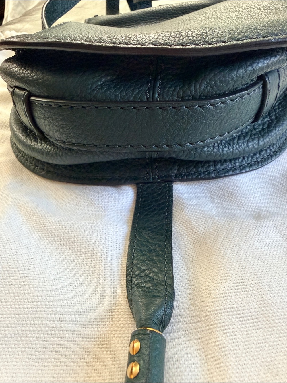 Chloé Dark Green Pebbled Leather Marcie Mini Crossbody with Gold Hardware - Picture 5 of 8